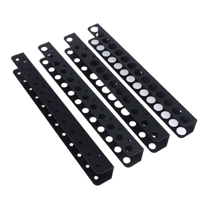 Black Metal Drill Bit Storage Strips | Multi-Hole Organizer Racks for Drill Bits, Screws & Small Hardware Tools