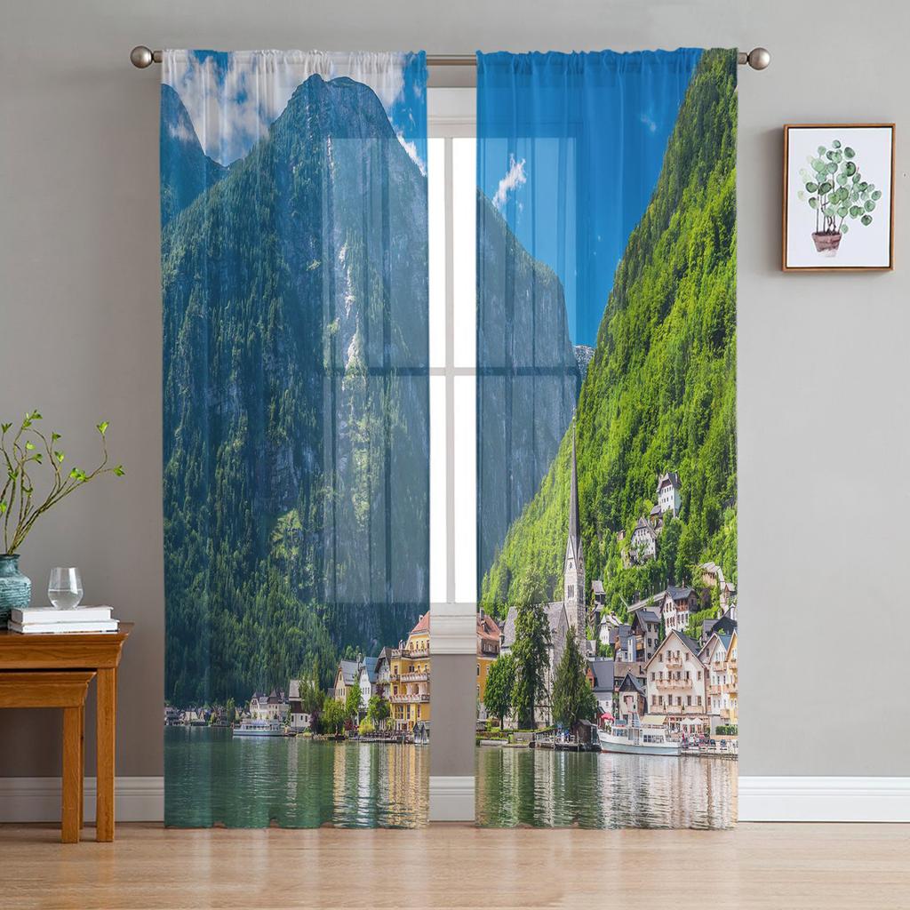 Sheer Curtains For Living Room Sky Sea Evening Nature Children's Bedroom Balcony Large Curtains Kitchen Dining Room Curtains