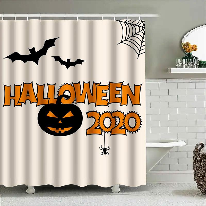 

Tuniu Halloween Black Cat And Spider Shower Curtain Spooky Home Decor For Bathroom Kids Room W60H190(CM)-1 Pcs