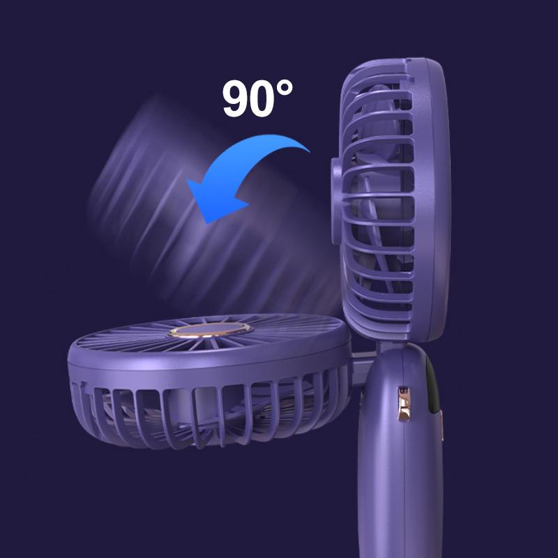 2025 Handheld Small Fan Portable Foldable Silent LED Display Students USB Rechargeable Outdoor Hand Holding Fan Camping Supplies