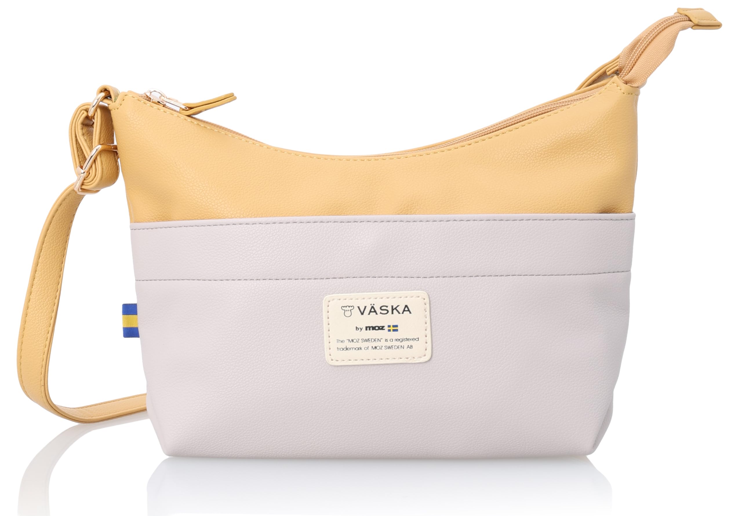 

VASKA by Veska Shoulder Bag for Synthetic Faux Zipper Yellow [Mozu] Women, Crossbody, Lightweight, Compact, Small, Leather, Leather, Bag, VZGT-01,