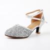 Women's Adult Dancing Shoes Medium Heeled Spring and Summer High Heeled Non-Wearable Comfortable Cotillion Shoes
