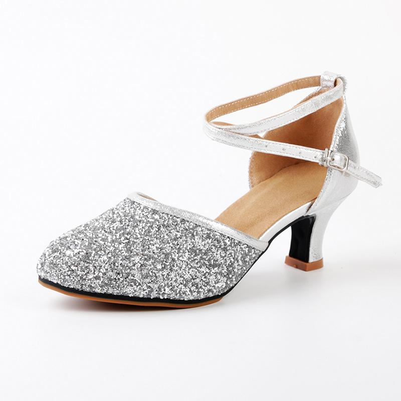 Women's Adult Dancing Shoes Medium Heeled Spring and Summer High Heeled Non-Wearable Comfortable Cotillion Shoes