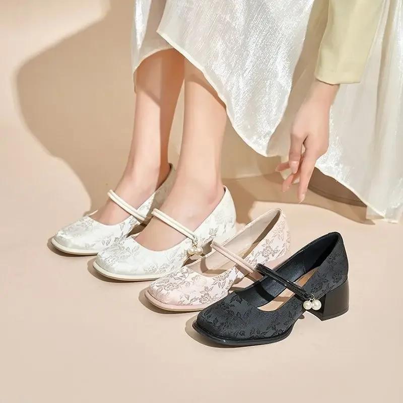 With Medium Heels Block Heel Japanese Style Lolita Gothic Women's Shoes Square Toe Mary Jane Ladies Pumps Chunky Fashion Young