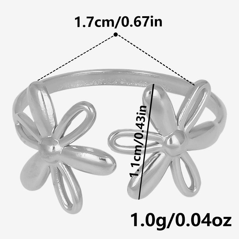 1/6pcs Plant Ring Ginkgo Leaf Tulip Flower Stainless Steel Open Adjustable Rings For Women Men Jewelry Personality Ring Anillos