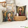 Our Lady of Guadalupe Cushion Cover Natural Linen Organic Fabric DoubleSided Printing Couch Pillow Covers Home Decor