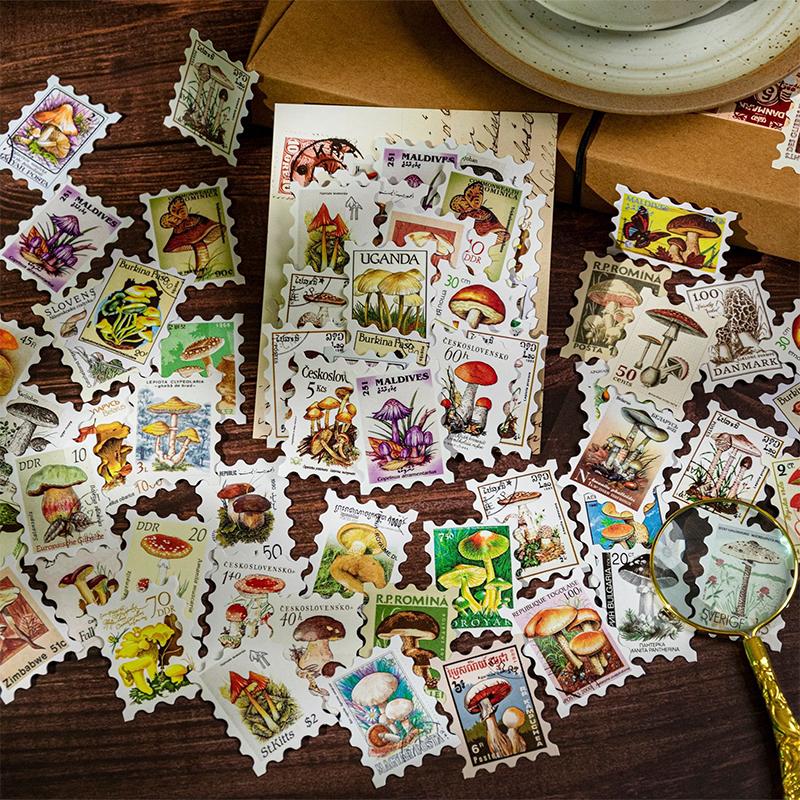 50 listů Filatelistická muzejní série Samolepky s poštovními známkami Téma Scrapbookingový materiál Ručně vyráběný Diář Album Junk Journal Potřeby