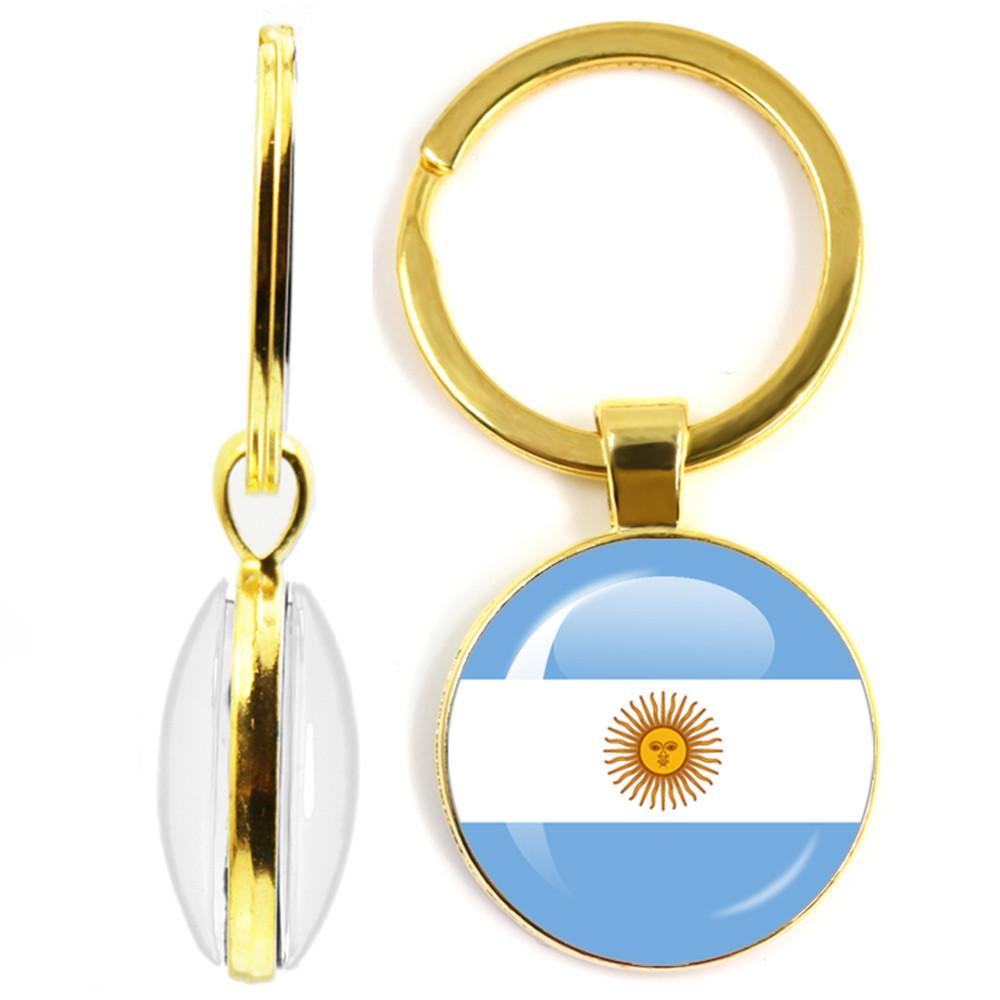 National Flag Double-Sided Keychain Korea, Serbia, Russia, Slovenia, Argentina, The United States,Turkey, Spain,Dominica Keyring
