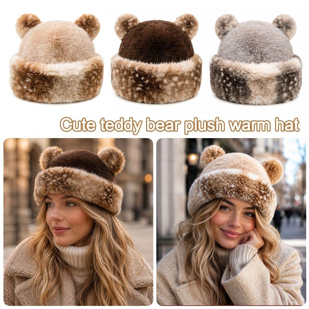 Thicken Fleece Winter Hat Ear Protection Hooded Beanie Fashion Fluffy Panama Hat for Women