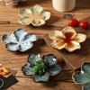 Vintage Ceramic Craft Dish Japanese Flower Shaped Dish Creative Dipping Sauce Dishes Handmade Multicolor Decor Display Tray
