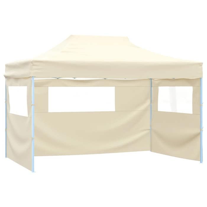 VidaXL Tente pliable avec 4 parois latéraux 3 x 4,5 m Blanc crème 42513