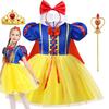 Halloween Girls Snow White Princess Dress Carnival Birthday Costume Party Clothes Dress+Headband+Cape 3PCS Outfits Girls Dresses