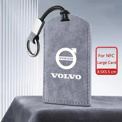 1Pc Durable Suede Leather Car Key Card Holder with Key Ring for XC40 XC60 XC90 S60 S90 V50 V70 V60 V40 S80 EX30 EX90 AWD