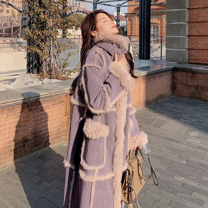 Women's Extra Long Faux Fur Lamb Wool Coat - Winter 2024 Style (2166)