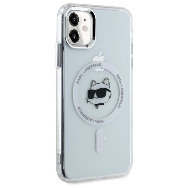 Karl Lagerfeld Klhmn61Hlschh Iphone 11   / Xr 6.1 Biały/White Hardcase Iml Metal Choupette Head Magsafe