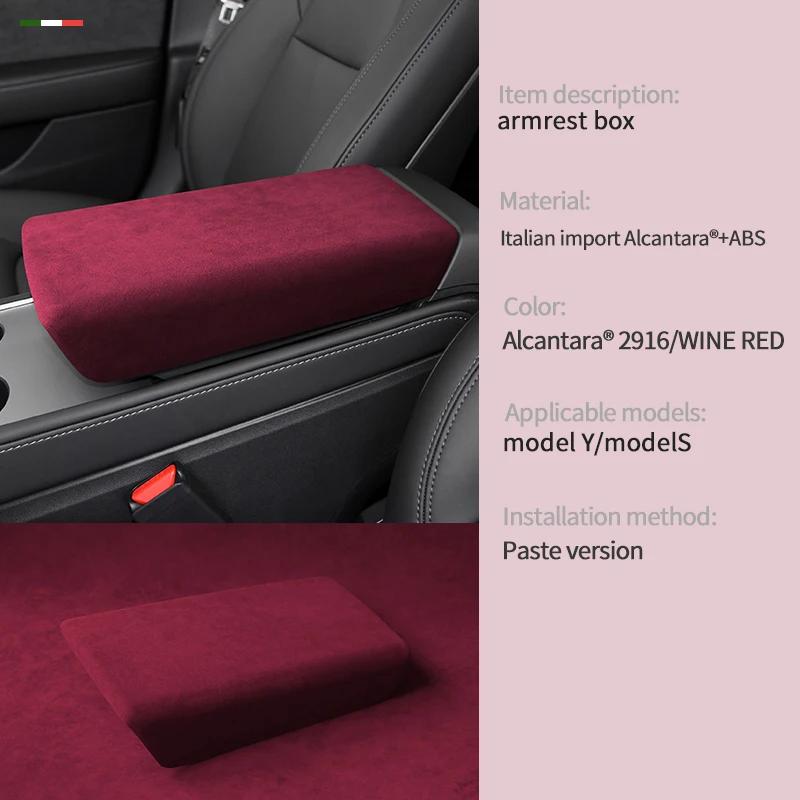 For Tesla Model 3, Model Y 2018 2019 2020 2021 2022 Alcantara Central Armrest Lid Cover Sheath Shell Black