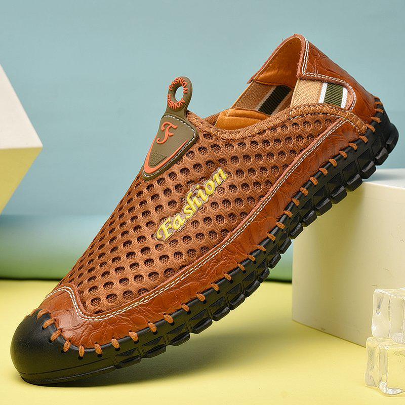 Men s Summer Leather Mesh Sports Shoes - Breathable Sandals for Autumn, Casual Mid-Aged Dad Style 42