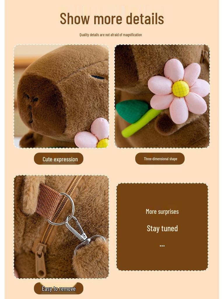 Capybara Plush Doll Cartoon Children's Backpack and Shoulder Bag