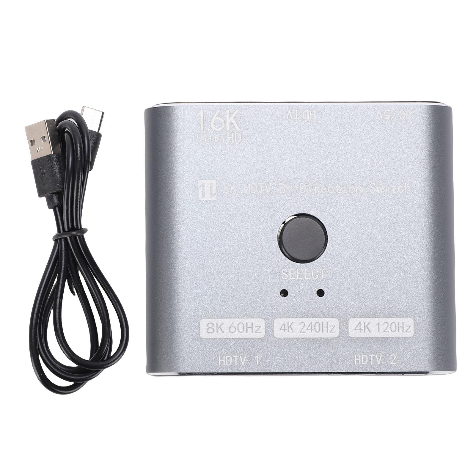 Musysh Hd Multimedia Interface 2.1 Switcher 2 In 1 Out 16K 60Hz 8K 120Hz 8K 60Hz 4K 240Hz 4K 120Hz 48Gbps Bidirectional For