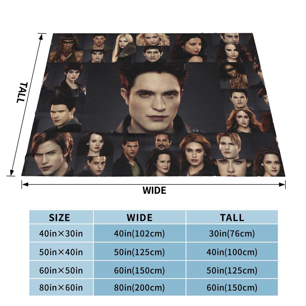 Edward Bella Flannel Throw Blanket The Twilight Saga Movie Blanket for Home Travel Ultra-Soft Bedspread