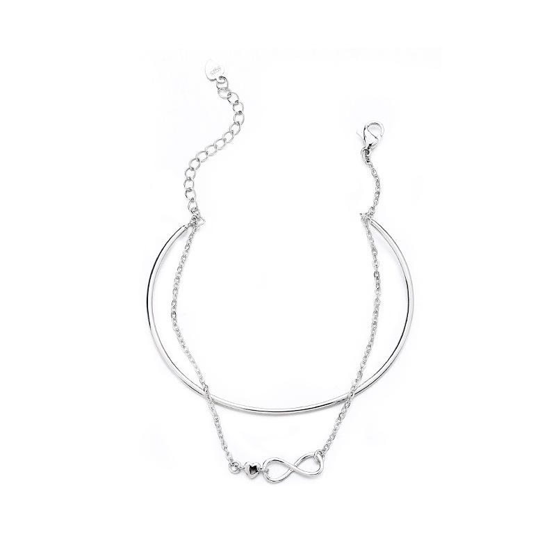 

Браслет из чистого серебра S925, полоса Мёбиуса, бесконечная любовь, пара, двухслойный браслет, персонализированный браслет из 8 слов с бесконечным числом, подарок подруге silver