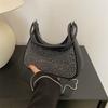 Chic Black And Silver Rhinestone Shoulder Bag Versatile Trendy Ins Chain Crossbody Handbag