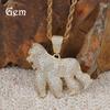 Hip Hop King Kong Roaring Gorilla Zircon Pendant Walking Gorilla 14K Gold Plated Jewelry
