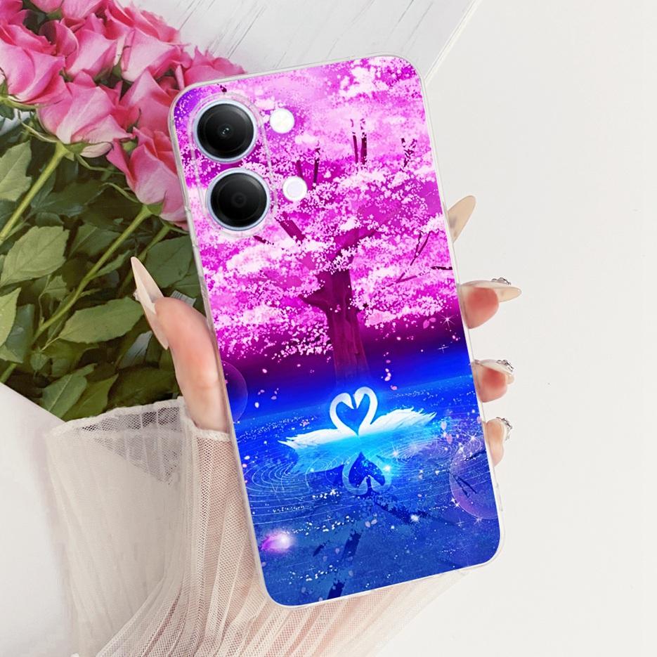 For Vivo Y05 4G Case Colorful Flowers Painted Cover Clear Silicone Soft Slim Phone Case For Vivo Y11d Y 05 VivoY05 VivoY11d Bags