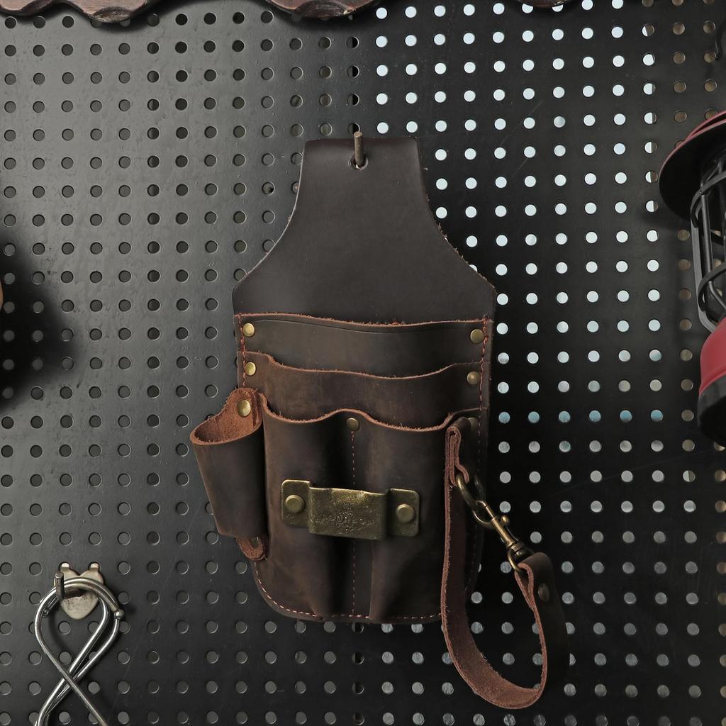 TOURBON Leather Tool Compact Design Bag, Multi-Purpose Pocket,