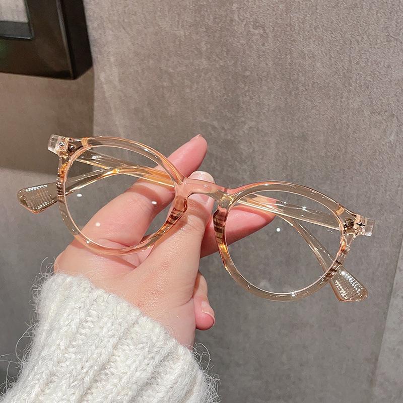 Vintage Stylish Men Glasses Round Shape Blue Light Blocking Glasses Frame Women European American Decorative Glass
