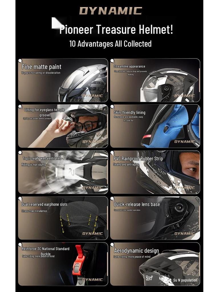 RSV Motorcycle Helmet with Double Visor, Men's Full Face, All-Season, Universal Fit, 3C Certified (Model 939)