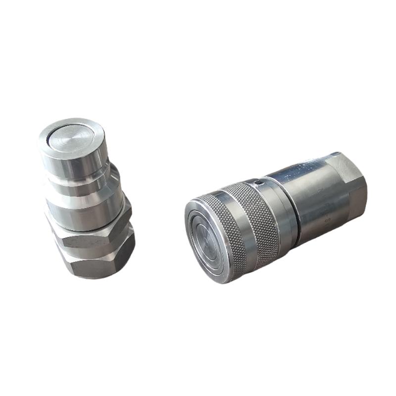 NAIWO Hydraulic Non-spill Flat Face Qrc 1/2" NPT Push to Connect Quick Release Flush Face Coupler Sets (Stainless)
