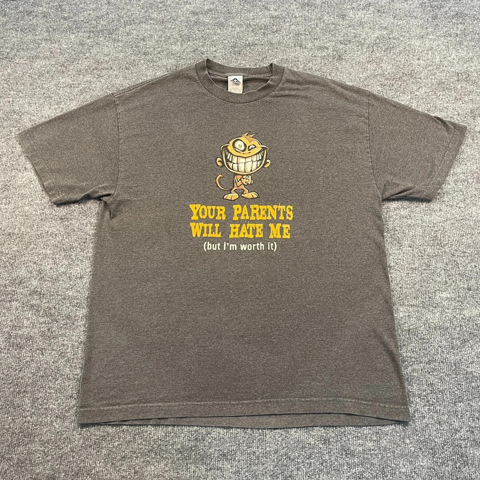 

Vintage Funny Your-Parents-Will-Hate-Me Humor Shirt XL 23x29 Gray 3XL