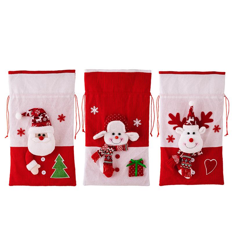 54*31cm Christmas Gift Bag Large Drawstring Storage Bag for Candy Snack Cookie Santa Claus Snowman Gift Packing Xmas Decoration