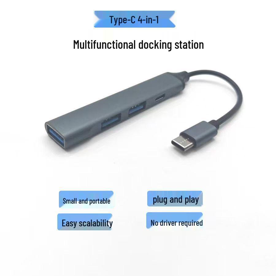 

USB-C Hub with 4 Ports, Hot-Selling 2.0 Expander Dock Type-C Silver