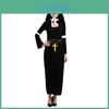 Enchanting Women's Cosplay Costume For Halloween Featuring Elegant Nun Robe Design