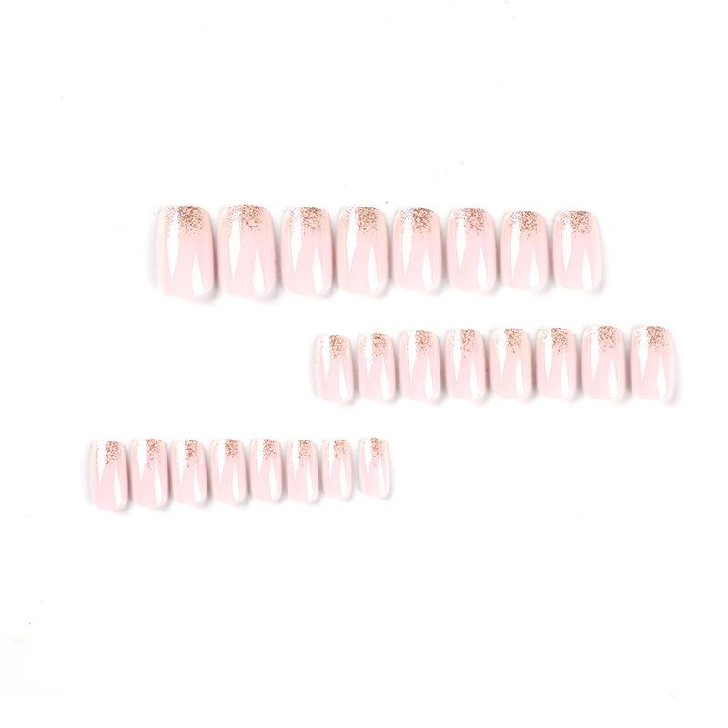 24ks/sada Quick Nails Pudr Francouzský třpytivý Nálepka s falešnými Nials Nositelná Vodotěsná manikúra Hotové nehty