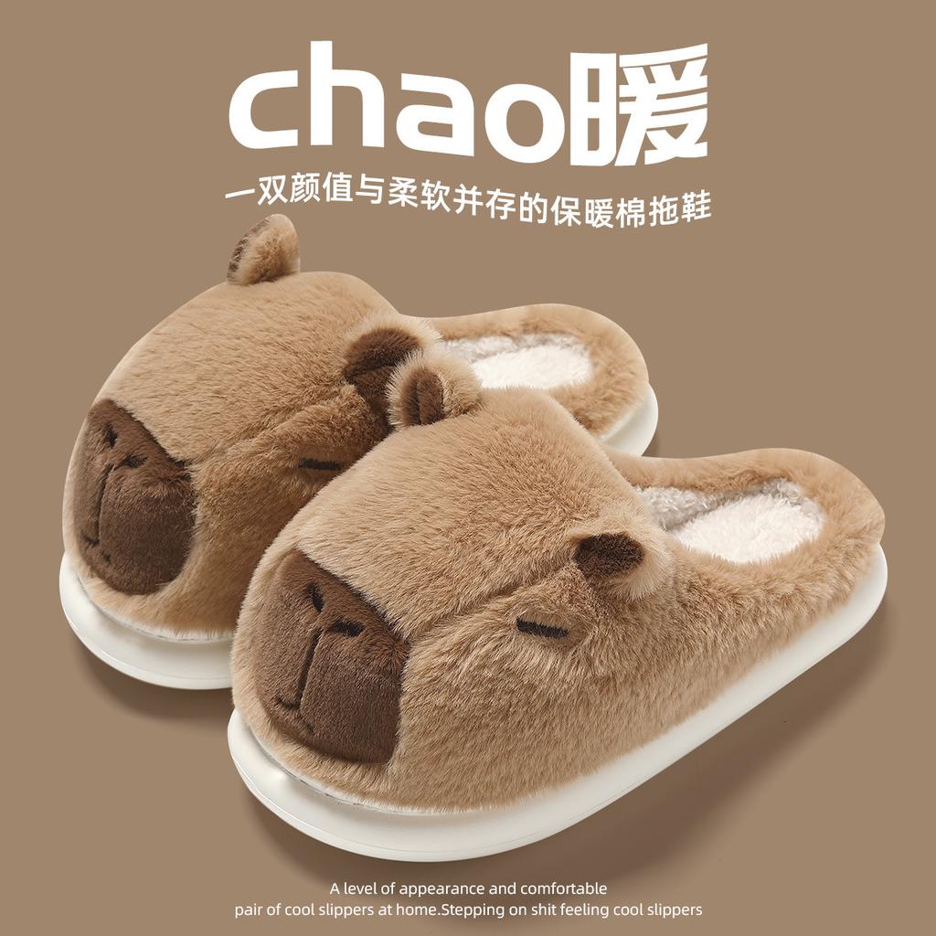 Cotton slippers women's winter new couple home warm cute fluffy slippers men's winter