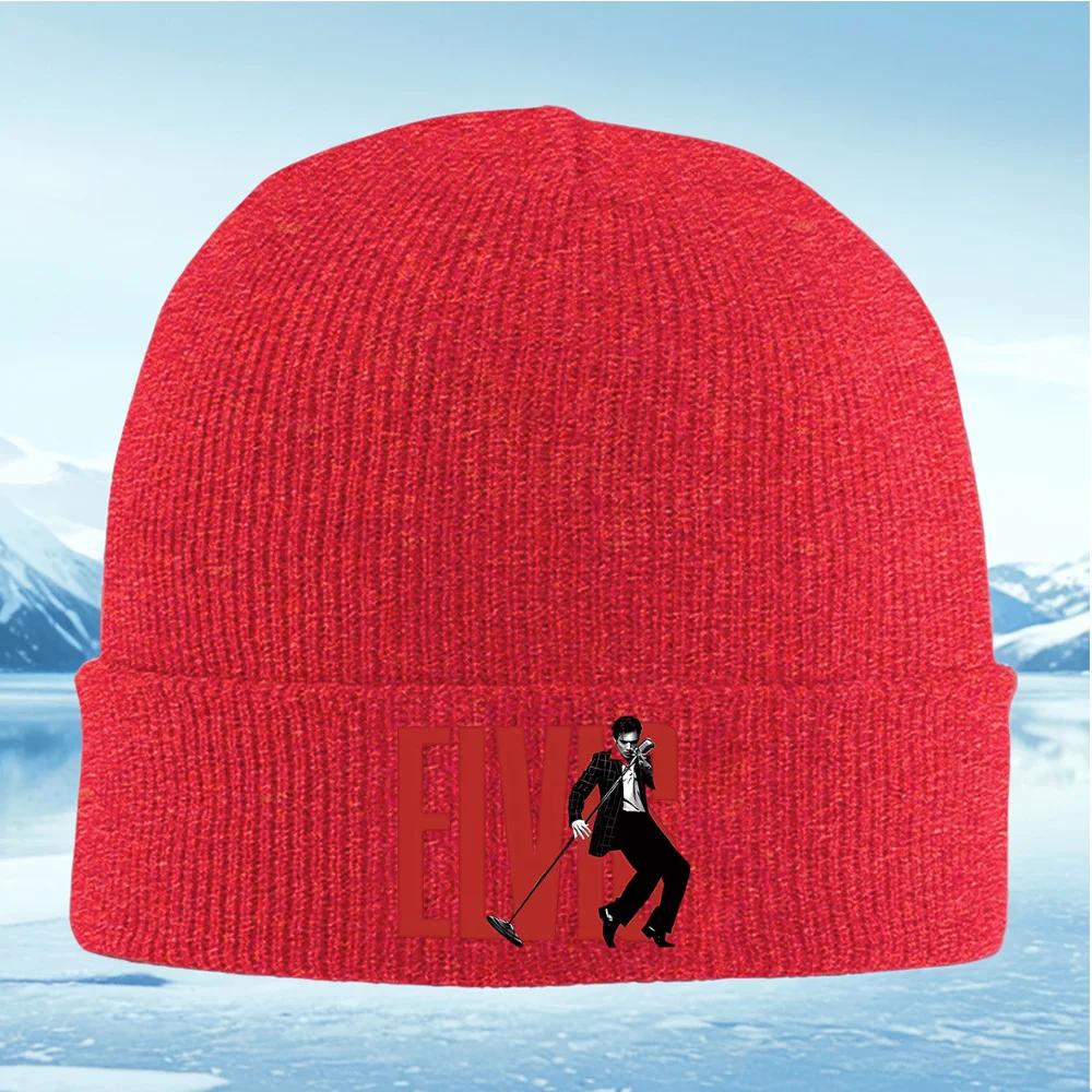 

Elvis Kingmicrophoneblack suitstage Knitted Hat Unisex Women Unisex Beanie Pullover Cap Winter Thermal Warm Christmas Outdoor Cy