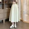 Medium and Long Skirt Women's Spring and Summer High Waist Pendulum Casual OL Knee Umbrella Skirt Pleated Long Skirt