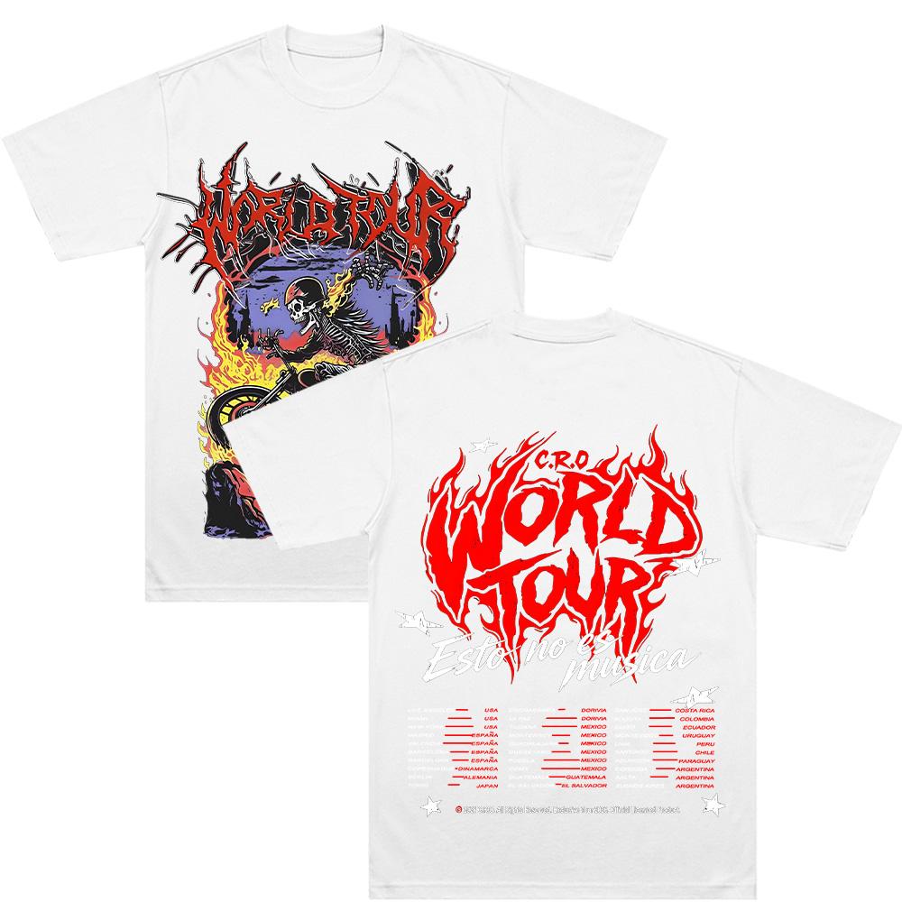 C.R.O Esto No Es Musica World Tour Magliette Maglietta Wt FUEGO Casual da Uomo Rinfrescante Loca Manica Corta Cotone Maglietta Unisex