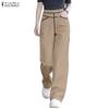 ZANZEA Women Casual Elastic Waist Loose Long Pants