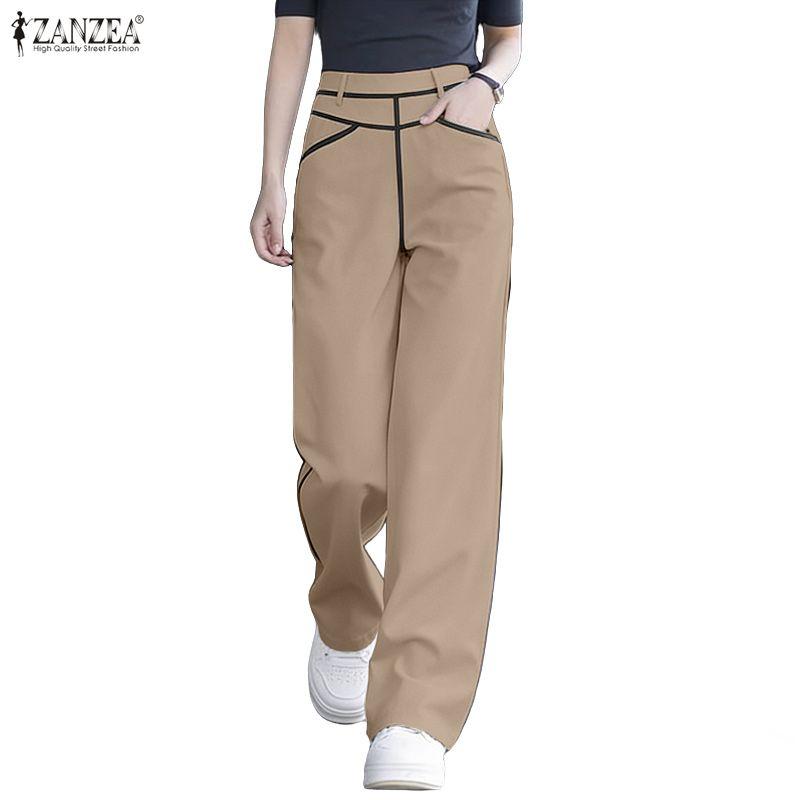 ZANZEA Women Casual Elastic Waist Loose Long Pants