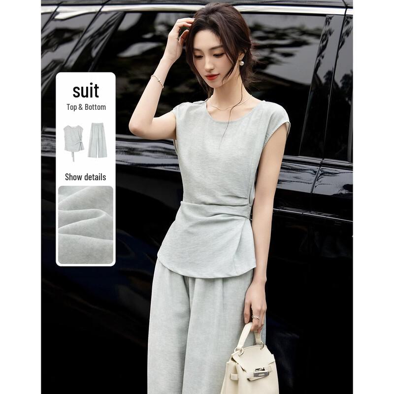 Women s Summer Twist-Knot Top & Elastic Waist Skirt Set XL