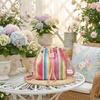 Rainbow Striped Beach Straw Bag Woven Shoulder Bag Colorful Crossbody Bag  Women