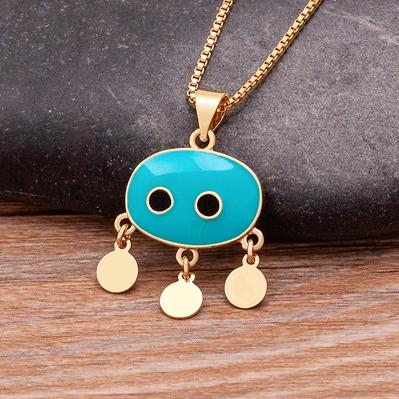 

Nidin New Creative Design Fashion Cubic Zirconia Cute Animal Nose Pig Pendant Necklace 5 Colors Long Chain Women Girl Jewelry светло-синий