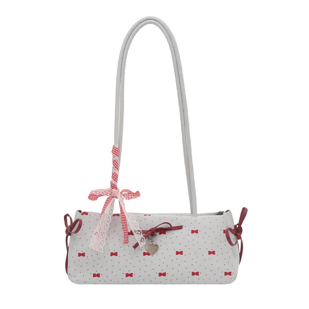 Women's Bag Sweet Style High End Underarm Bag Bow Print Commuter Bag Fashionable Single Shoulder Handbag Trendy Cute Small Bag