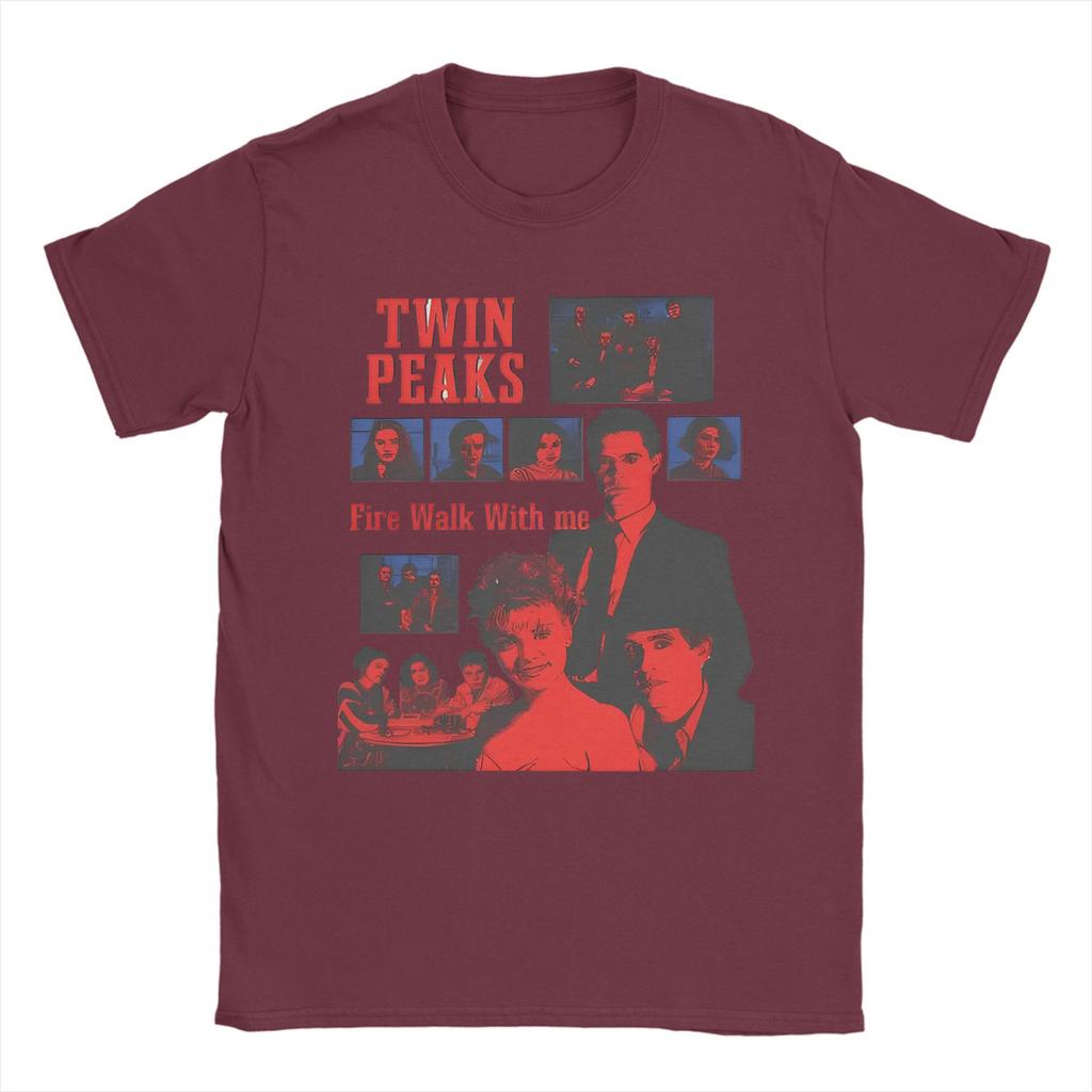 Twin Peaks Dale Cooper Fire Work Men's T Shirts TV Show Novelty Tee Shirt Short Sleeve Round Neck T-Shirt Cotton Summer merch