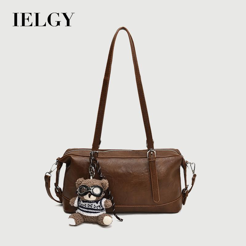 IELGY Retro Large Capacity Ladies Messenger Bag with Comfortable Shoulder Design чёрный