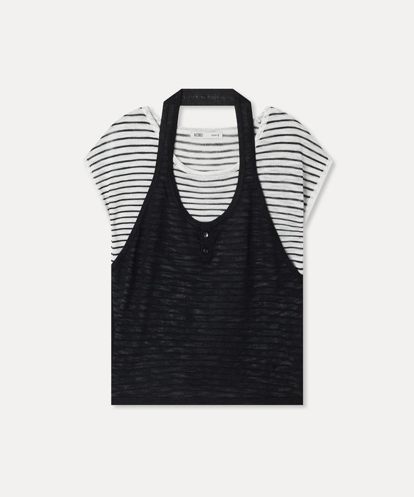 MIXXO Halter Neck Layered Cap Sleeve Knit_Miwkag909T